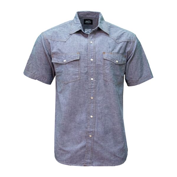 Blue Chambray Short Sleeve Western Shirt Thumbnail